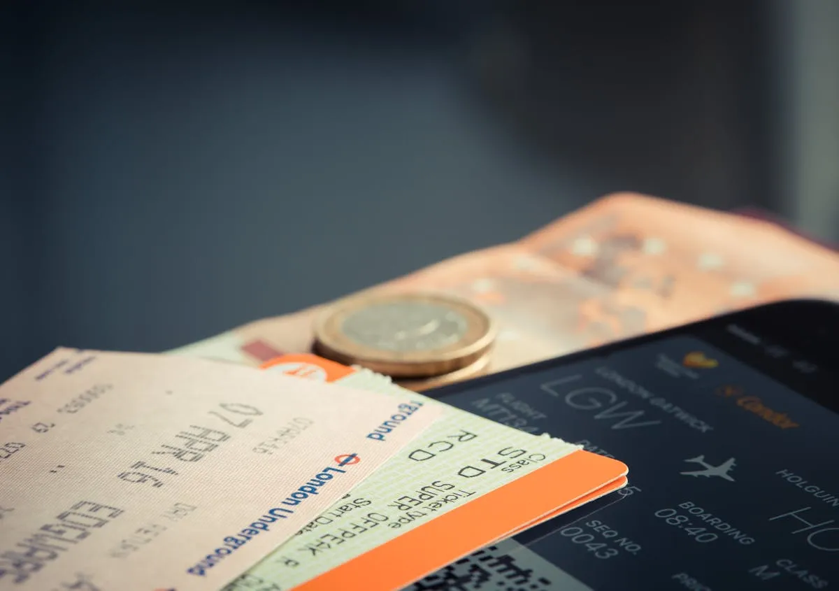 A passport and travel documents