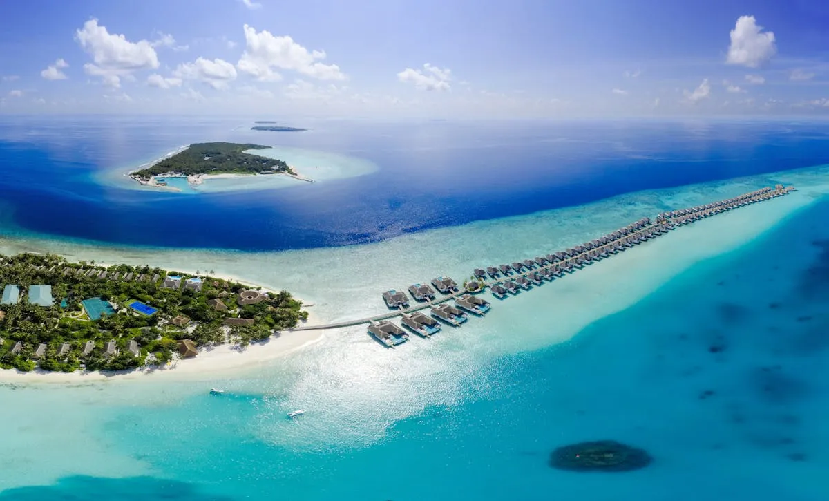 Aerial view of a pristine sandbank